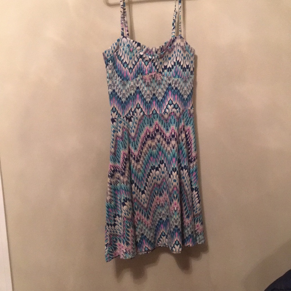 blue chevron mini dress
